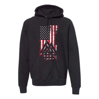 American Flag Viking Valknut Nordic Rune Celtic American Premium Hoodie