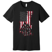 American Flag Viking Valknut Nordic Rune Celtic American Premium T-Shirt