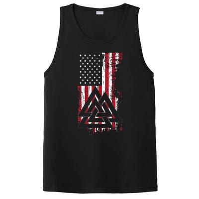 American Flag Viking Valknut Nordic Rune Celtic American PosiCharge Competitor Tank