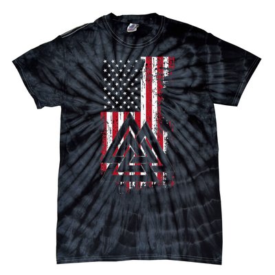 American Flag Viking Valknut Nordic Rune Celtic American Tie-Dye T-Shirt