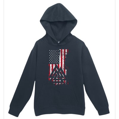 American Flag Viking Valknut Nordic Rune Celtic American Urban Pullover Hoodie