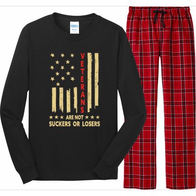 American Flag Veterans Are Not Losers Or Suckers Gift Long Sleeve Pajama Set