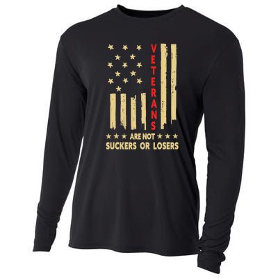 American Flag Veterans Are Not Losers Or Suckers Gift Cooling Performance Long Sleeve Crew