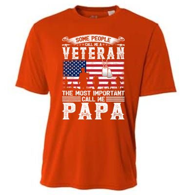 American Flag Vintage Veteran Papa Army Father's Day Great Gift Cooling Performance Crew T-Shirt