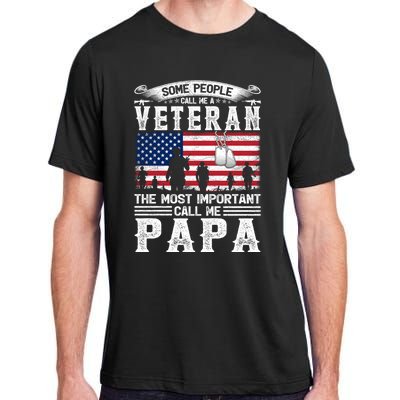 American Flag Vintage Veteran Papa Army Father's Day Great Gift Adult ChromaSoft Performance T-Shirt