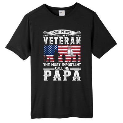 American Flag Vintage Veteran Papa Army Father's Day Great Gift Tall Fusion ChromaSoft Performance T-Shirt