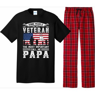 American Flag Vintage Veteran Papa Army Father's Day Great Gift Pajama Set