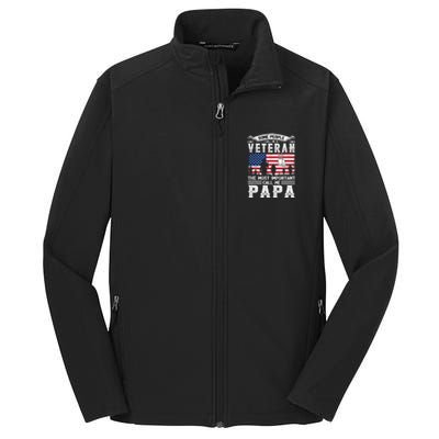 American Flag Vintage Veteran Papa Army Father's Day Great Gift Core Soft Shell Jacket