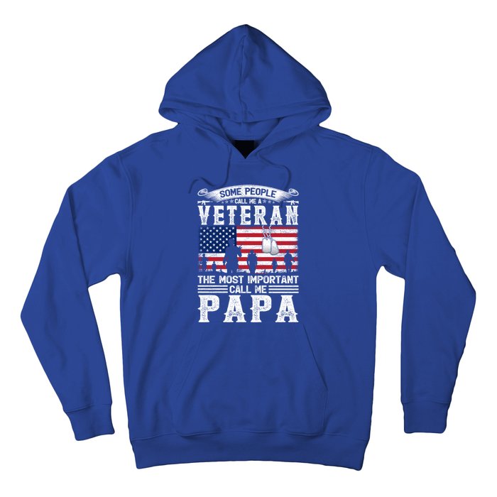 American Flag Vintage Veteran Papa Army Father's Day Great Gift Hoodie