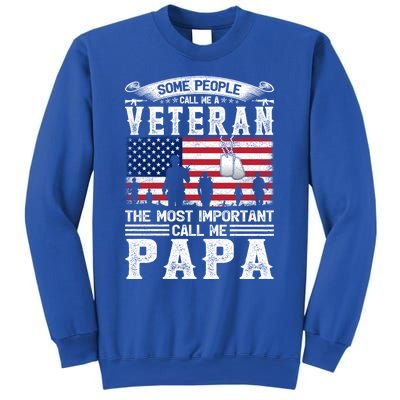 American Flag Vintage Veteran Papa Army Father's Day Great Gift Sweatshirt