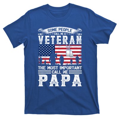 American Flag Vintage Veteran Papa Army Father's Day Great Gift T-Shirt