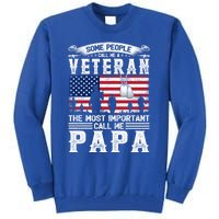 American Flag Vintage Veteran Papa Army Father's Day Great Gift Tall Sweatshirt