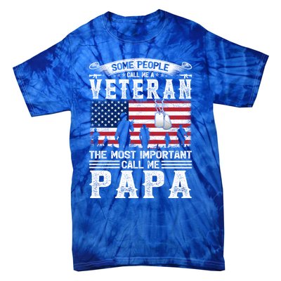 American Flag Vintage Veteran Papa Army Father's Day Great Gift Tie-Dye T-Shirt