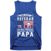 American Flag Vintage Veteran Papa Army Father's Day Great Gift Tank Top