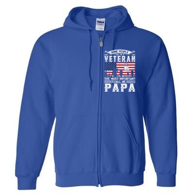 American Flag Vintage Veteran Papa Army Father's Day Great Gift Full Zip Hoodie