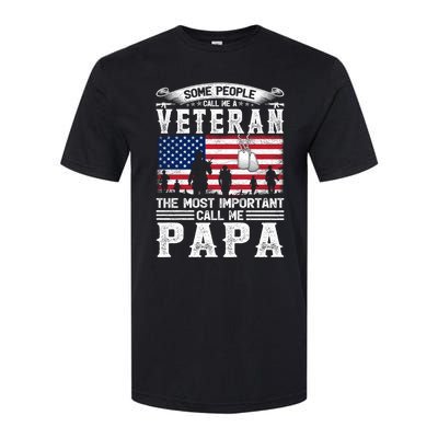 American Flag Vintage Veteran Papa Army Father's Day Great Gift Softstyle CVC T-Shirt