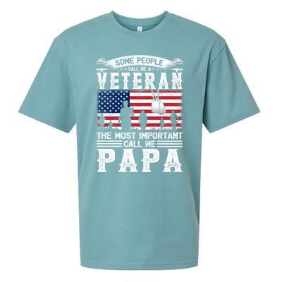 American Flag Vintage Veteran Papa Army Father's Day Great Gift Sueded Cloud Jersey T-Shirt