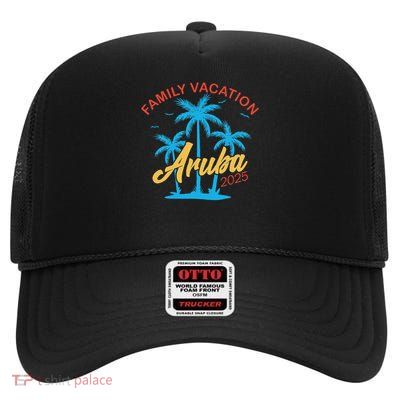 Aruba Family Vacation 2025 Family Vacation Souvenir Summer High Crown Mesh Back Trucker Hat