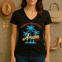 Aruba Family Vacation 2025 Family Vacation Souvenir Summer Women's V-Neck T-Shirt