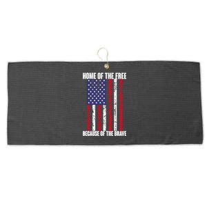 American Flag Veteran For: Home Of The Free Large Microfiber Waffle Golf Towel