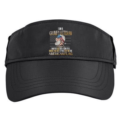 American Flag Veterans Day Patriotic Grumpy Veteran Grandpa Adult Drive Performance Visor