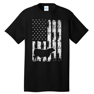 American Flag Vintage USA Cow Black Angus Rancher Tall T-Shirt