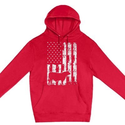 American Flag Vintage USA Cow Black Angus Rancher Premium Pullover Hoodie