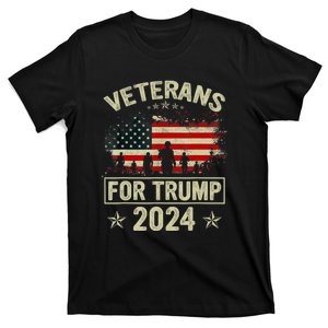 American Flag Veterans For Trump 2024 Dad Grandpa Veterans T-Shirt