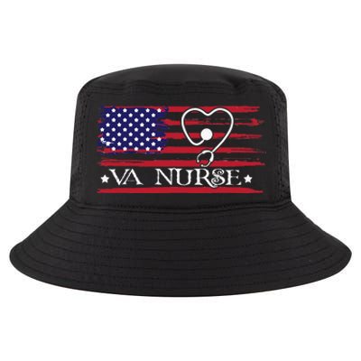 American Flag VA Nurse Patriotic 4th Of July Cool Comfort Performance Bucket Hat