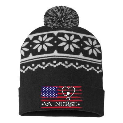 American Flag VA Nurse Patriotic 4th Of July USA-Made Snowflake Beanie