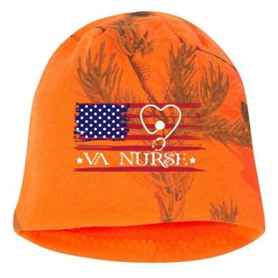 American Flag VA Nurse Patriotic 4th Of July Kati - Camo Knit Beanie