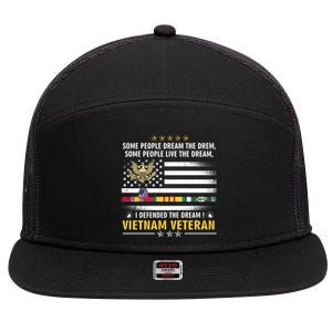 American Flag Veterans Day Patriotic Vietnam Veteran Grandpa Gift 7 Panel Mesh Trucker Snapback Hat