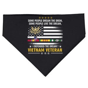 American Flag Veterans Day Patriotic Vietnam Veteran Grandpa Gift USA-Made Doggie Bandana