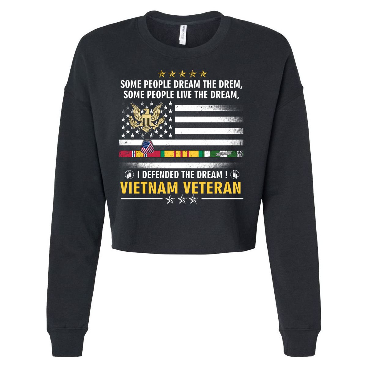 American Flag Veterans Day Patriotic Vietnam Veteran Grandpa Gift Cropped Pullover Crew