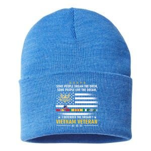 American Flag Veterans Day Patriotic Vietnam Veteran Grandpa Gift Sustainable Knit Beanie