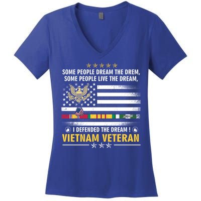 American Flag Veterans Day Patriotic Vietnam Veteran Grandpa Gift Women's V-Neck T-Shirt