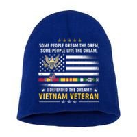 American Flag Veterans Day Patriotic Vietnam Veteran Grandpa Gift Short Acrylic Beanie