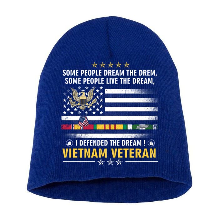 American Flag Veterans Day Patriotic Vietnam Veteran Grandpa Gift Short Acrylic Beanie