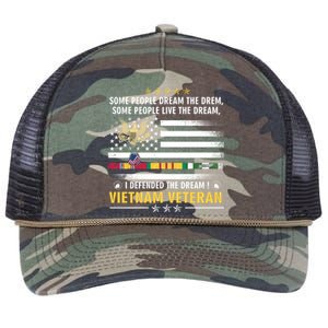 American Flag Veterans Day Patriotic Vietnam Veteran Grandpa Gift Retro Rope Trucker Hat Cap