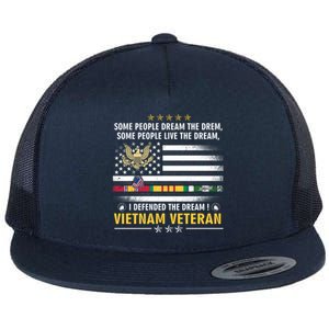 American Flag Veterans Day Patriotic Vietnam Veteran Grandpa Gift Flat Bill Trucker Hat