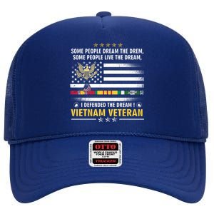 American Flag Veterans Day Patriotic Vietnam Veteran Grandpa Gift High Crown Mesh Back Trucker Hat