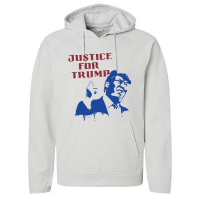 American Flag Vintage Trump 2024 Performance Fleece Hoodie