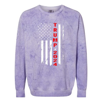 American Flag Vintage Trump 2024 Colorblast Crewneck Sweatshirt