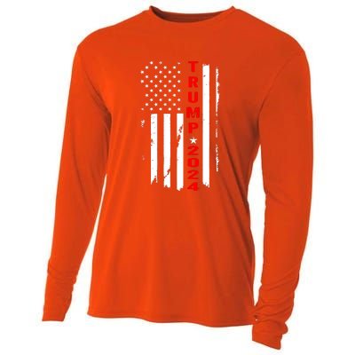 American Flag Vintage Trump 2024 Cooling Performance Long Sleeve Crew