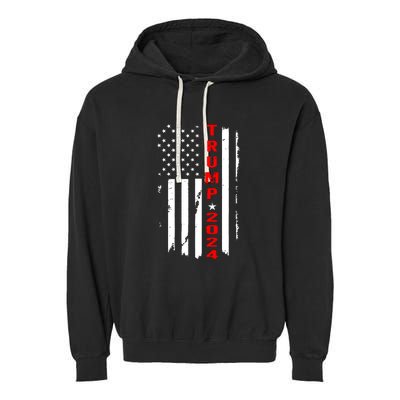 American Flag Vintage Trump 2024 Garment-Dyed Fleece Hoodie