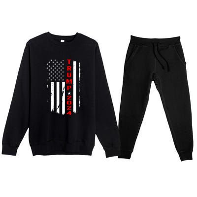 American Flag Vintage Trump 2024 Premium Crewneck Sweatsuit Set