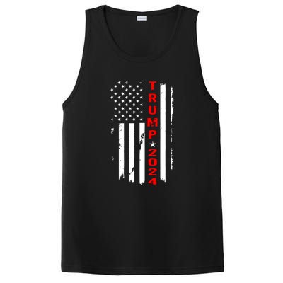 American Flag Vintage Trump 2024 PosiCharge Competitor Tank