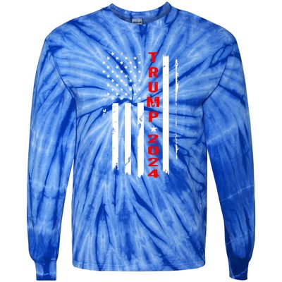 American Flag Vintage Trump 2024 Tie-Dye Long Sleeve Shirt