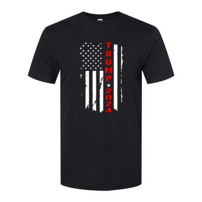 American Flag Vintage Trump 2024 Softstyle CVC T-Shirt