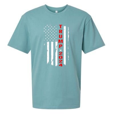 American Flag Vintage Trump 2024 Sueded Cloud Jersey T-Shirt